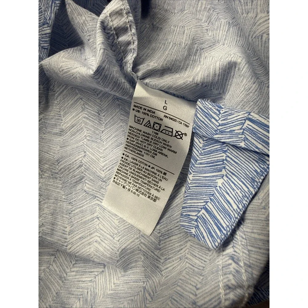 Banana Republic Men's Large Slim Fit Blue Geometric Cotton Button Up Shirt